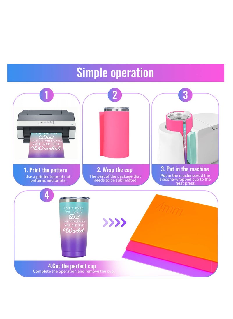 Excefore - 3 Pack  Sublimation Tumbler Wrap, Thermal Sublimation Mug Silicone Plate for Mug Press, Suitable for Sublimation Tumbler Blanks Tumbler Press Attachment - Image 1
