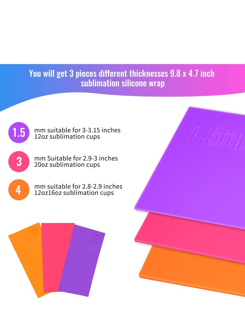 Excefore - 3 Pack  Sublimation Tumbler Wrap, Thermal Sublimation Mug Silicone Plate for Mug Press, Suitable for Sublimation Tumbler Blanks Tumbler Press Attachment - Image 1