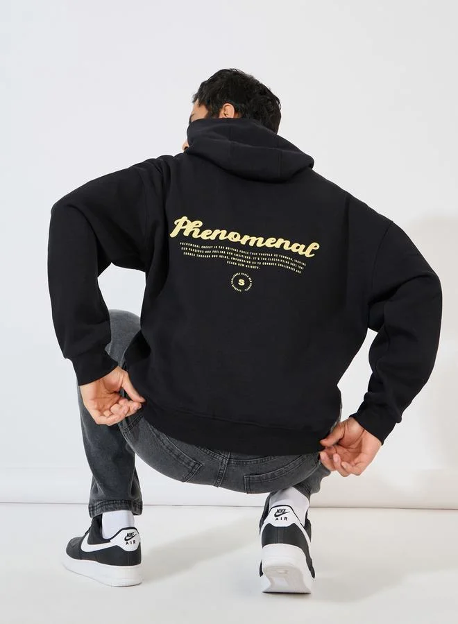 Styli Back Text Print Oversized Heavyweight Hoodie