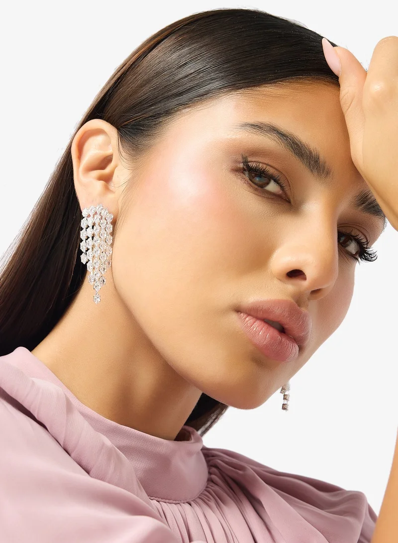 Rhinestone Diamonte Drop Down Earrings