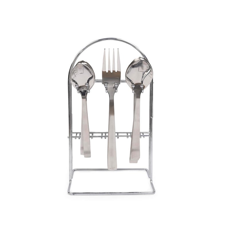 MGeezz Stainless Steel Spoons Forks Small Spoon Set of 18 with Stand Cutlery Set for Dining Table StylishPerfect Gifting Set for All Occasions - Image 1