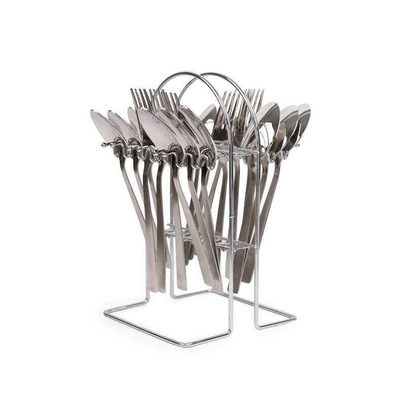 MGeezz Stainless Steel Spoons Forks Small Spoon Set of 18 with Stand Cutlery Set for Dining Table StylishPerfect Gifting Set for All Occasions - Image 2