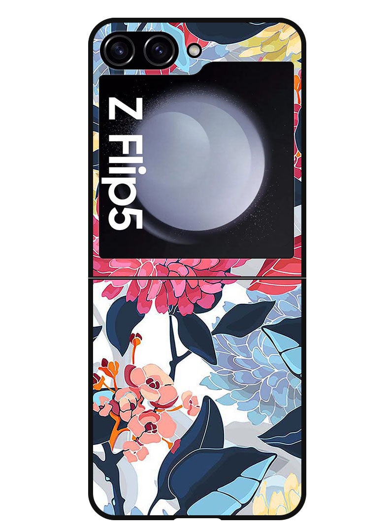 Theodor Protective Case Anti Scratch Shock Proof Bumper Cover For Samsung Galaxy Z Flip 5 Pink Flowers Paint - Image 1