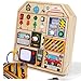 JAUNTY Montessori Wooden Busy Board for Toddlers 3 4 5 Years Old Wooden Sensory Toddler Toys with LED Light Switches TV Radio Telegram and Car Driving Travel Toys Birthday for Boys Girls - Image 2