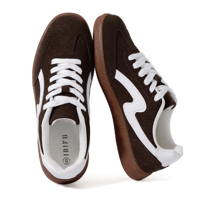 IDIFU Brown Sneakers for Women Comfortable Cute Casual Tennis Shoes Non Slip Memory Foam Lightweight Fashion Retro SneakersBrown 8 - Image 2