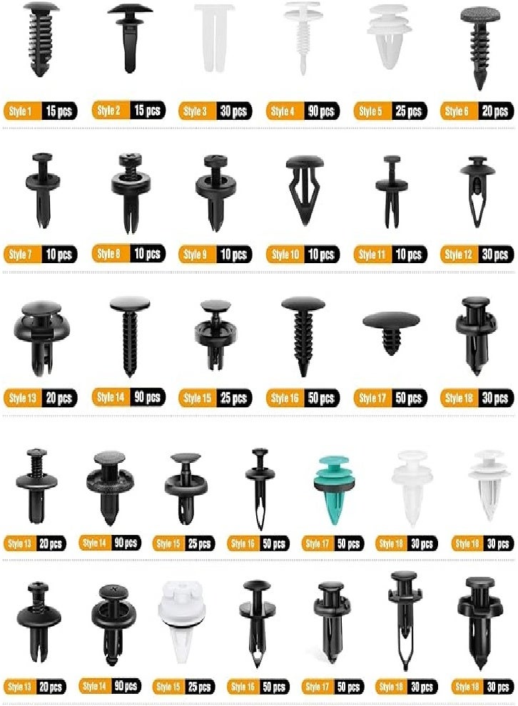 1115 Piece Auto Push Retainer Clips and Auto Fasteners Assortment - 32 Most Popular Sizes Nylon Bumper Fender Rivets with 10 Cable Ties and Fastener Remover for GM, Ford, Toyota, Honda, Chrysler - Image 3