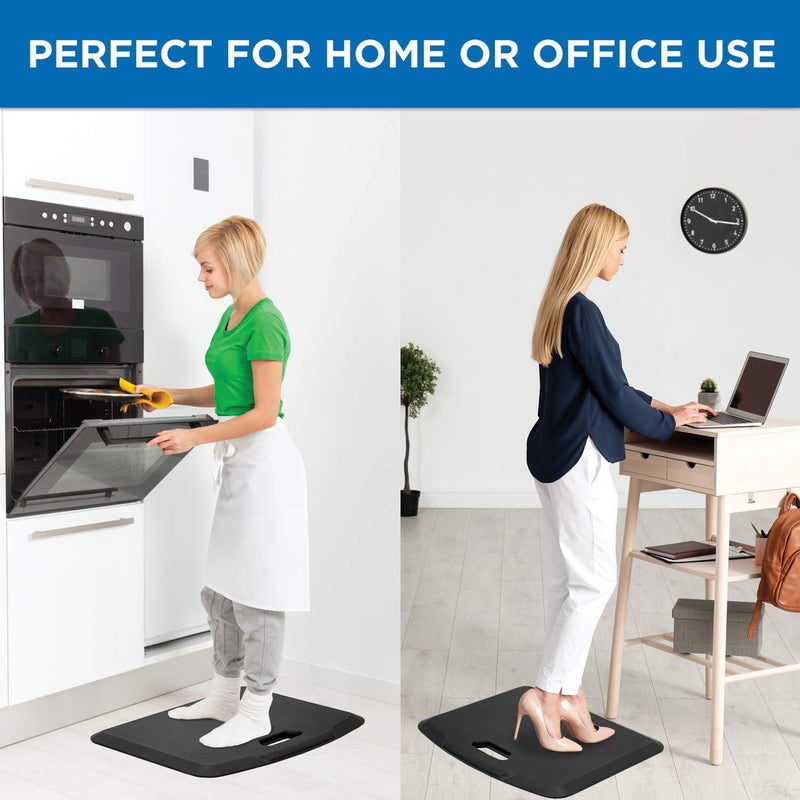 Mount-It! Anti Fatigue Floor Mat | Standing Comfort Mat for Standing Desk, Home, Office, Kitchen, Garage | Anti-Slip Washable Surface| 18"x22" | Rubberized Gel Foam Black - Image 3
