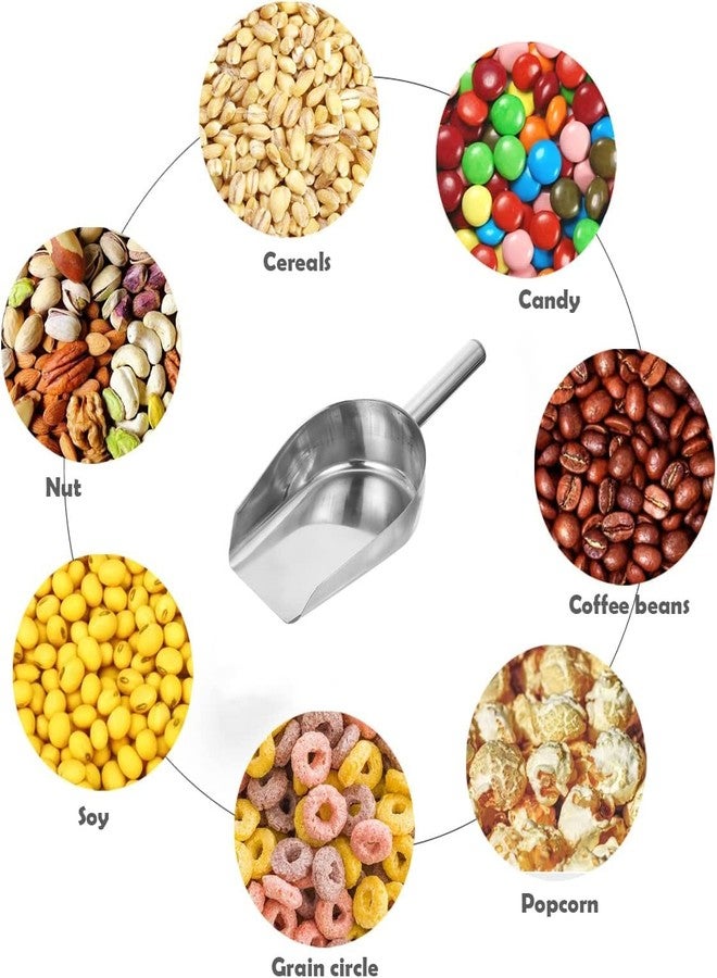 BESTonZON Stainless Steel Metal Ice Scoop 8Oz Kitchen Flour Scoop Grain Candy Small Food s for Kitchen Bar Party Wedding Pet Dog Food - Image 4