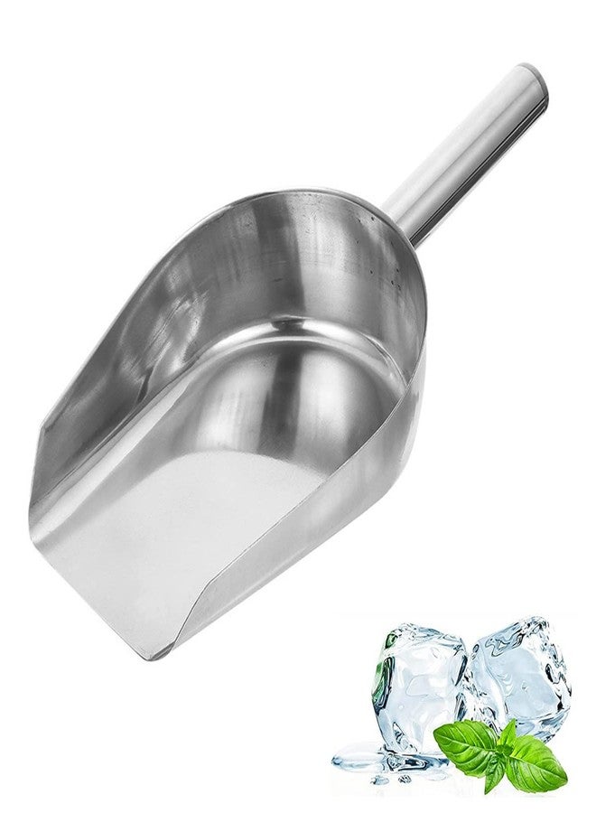 BESTonZON Stainless Steel Metal Ice Scoop 8Oz Kitchen Flour Scoop Grain Candy Small Food s for Kitchen Bar Party Wedding Pet Dog Food - Image 1
