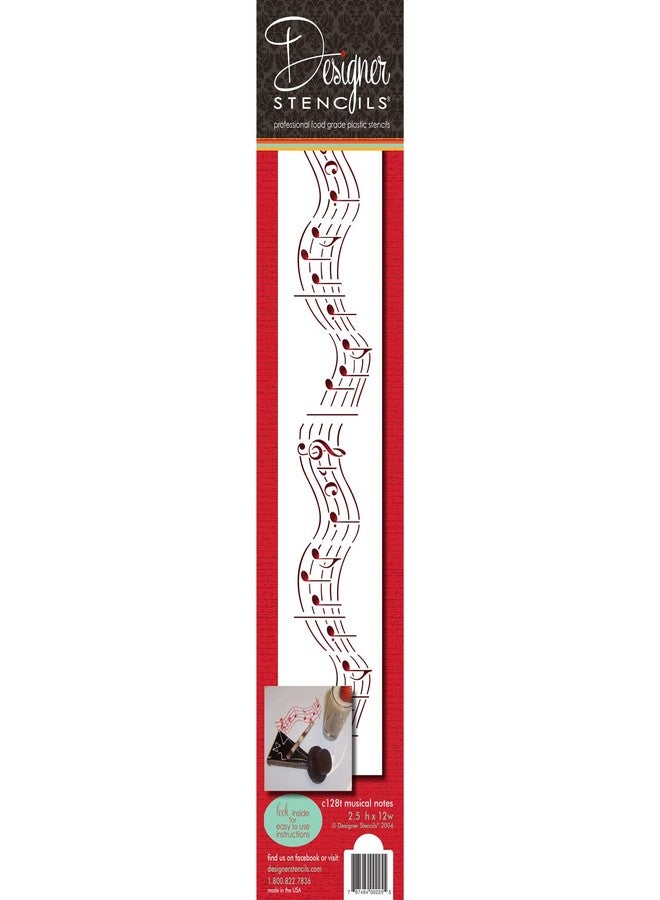 Designer Stencils C128T Musical Notes Cake Stencil, Beige/Semi-Transparent, 12" - Image 1