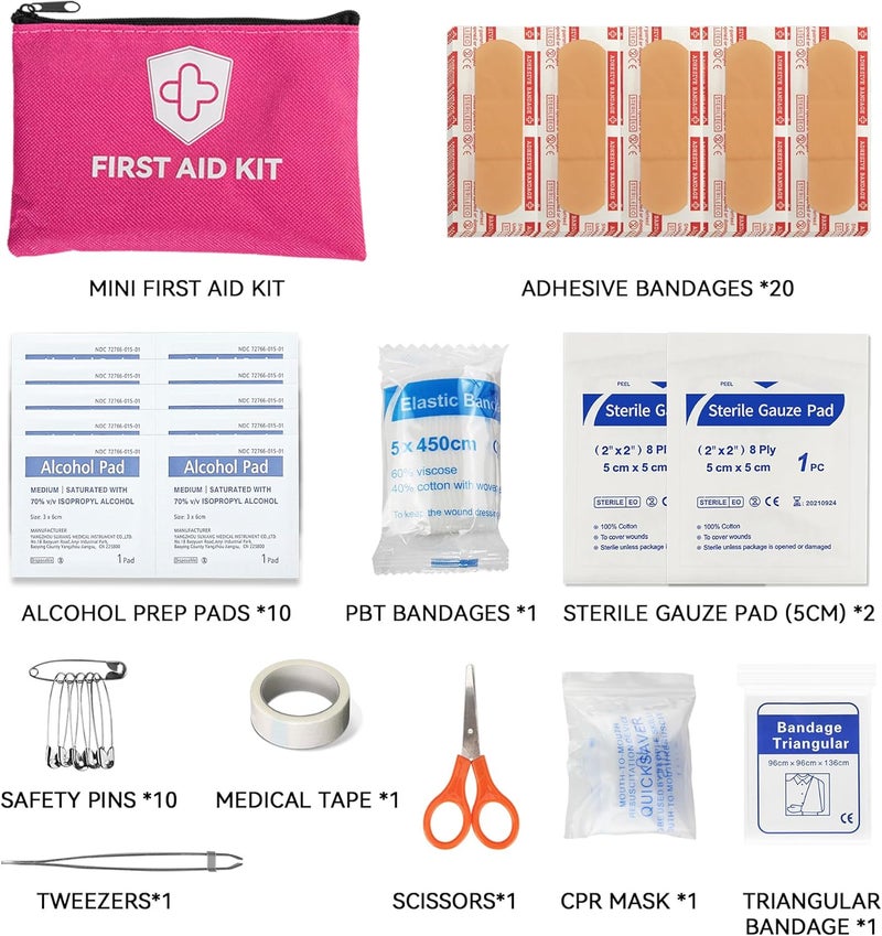 Kitgo Pink Car Emergency Kit for Women & Girls - Roadside Assistance Set with Jumper Cables, First Aid Kit, Safety Hammer, and Tow Rope - Image 3