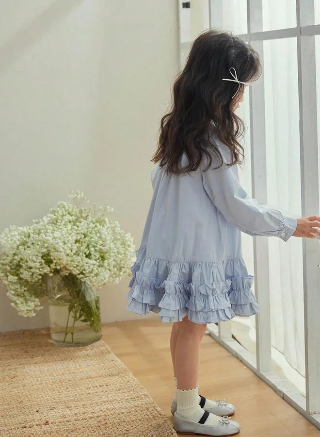 تايك تو فستان قطن بطول الركبة وحافة مكشكشة