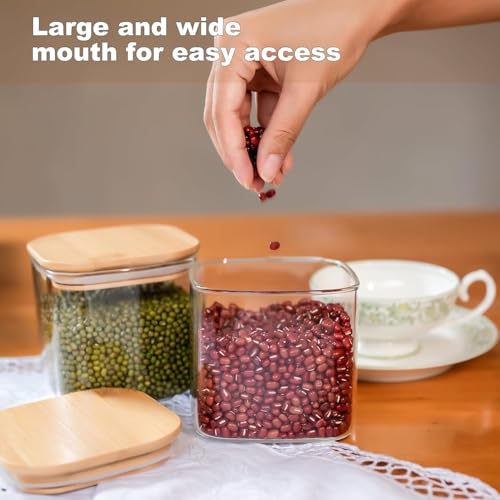 TIENER 750 ML Glass Storage Containers with Lids, Glass Jars with Lids, Clear Food Jar, Square Canister, Pantry Organizers and Storage for Cookie Flour Oat Pasta Tea Coffee Bean (6, SQ BB JAR 750ML) - Image 4