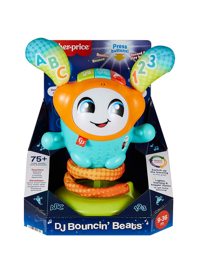 Fisher-Price Baby To Toddler Learning Toy Dj Bouncin’ Beats With Music Lights And Motorized Bouncing Action, Uk English Version  - Image 2