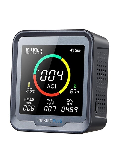 INKBIRD 6-in-1 Indoor Air Quality Monitor PTH-9A Air Detector Detects CO2, PM2.5, PM10, AQI, Temperature, and Humidity with Alarm for Room Cellar Grow Tents Offices, etc.