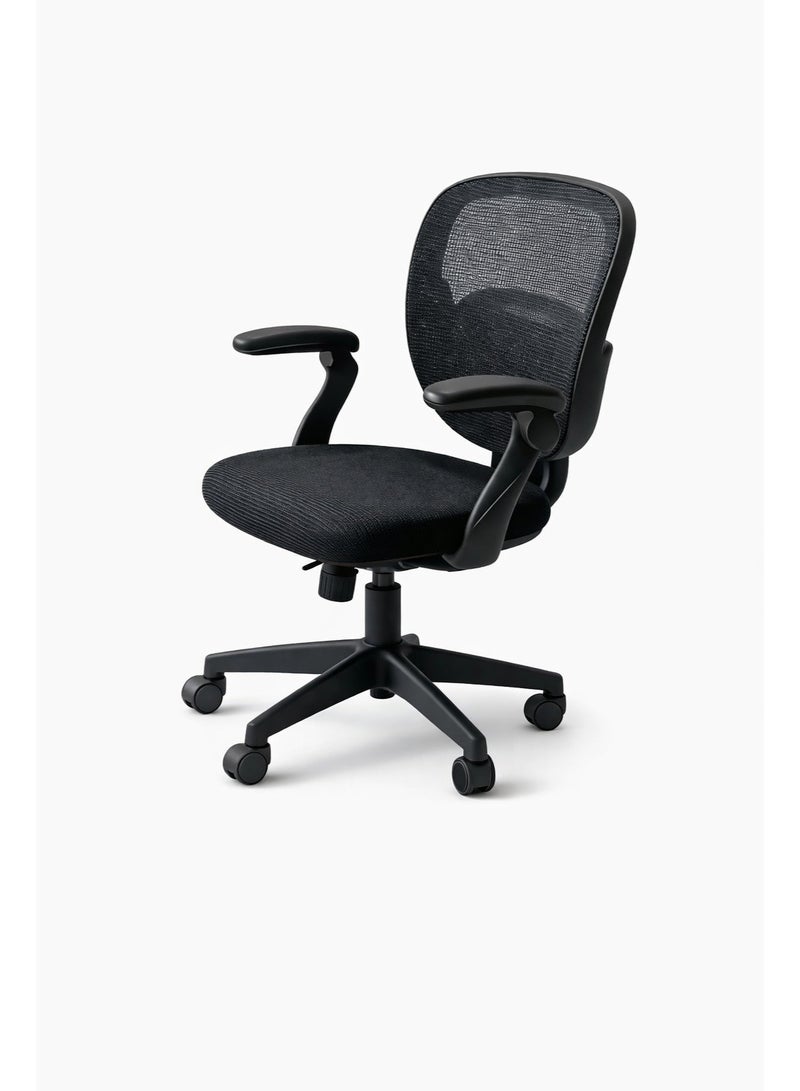 Raqi Modern swivel office chair – soft, comfortable fabric with a caster base – stylish black color - Image 3