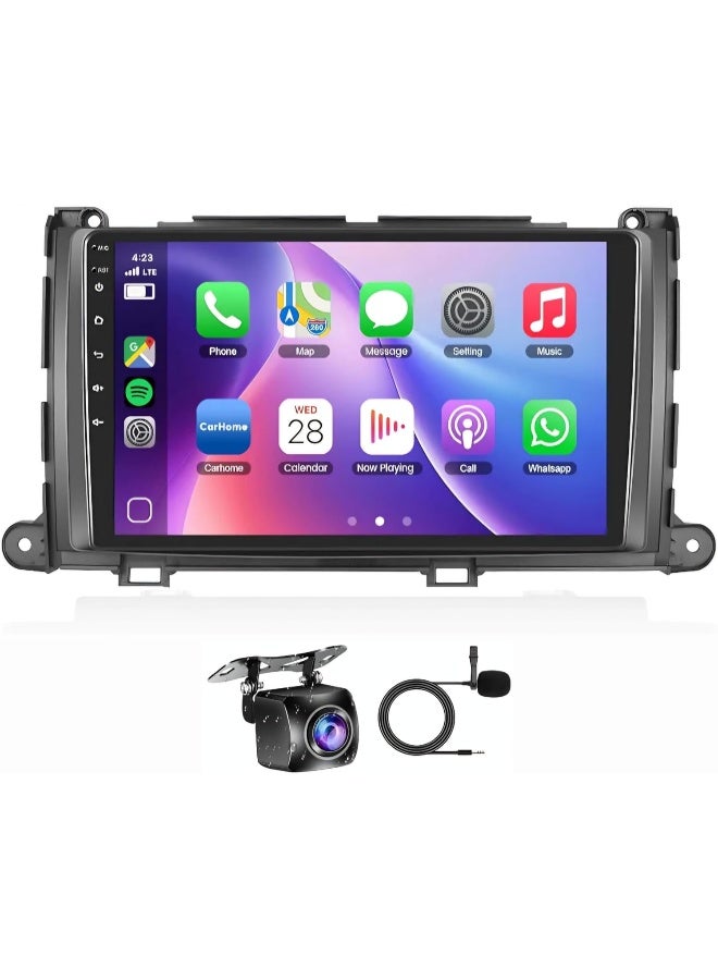 Vierex Fit Toyota Sienna Car Stereo Sienna Android Screen 2011-2014 With Apple Carplay Android Auto Wireless WiFi DSP FM&AM BT AHD Camera Included Fast Interface (2+32GB Carplay 4CORE) - Image 1