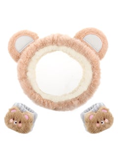 WLLHYF WLLHYF 3 Pieces Face Wash Headband and Wristband Set Cute Bear Ears Spa Headband Makeup Skincare Hair Band Towels Wrist Bands Facial Head Wraps Wrist Scrunchies for Women Girls 