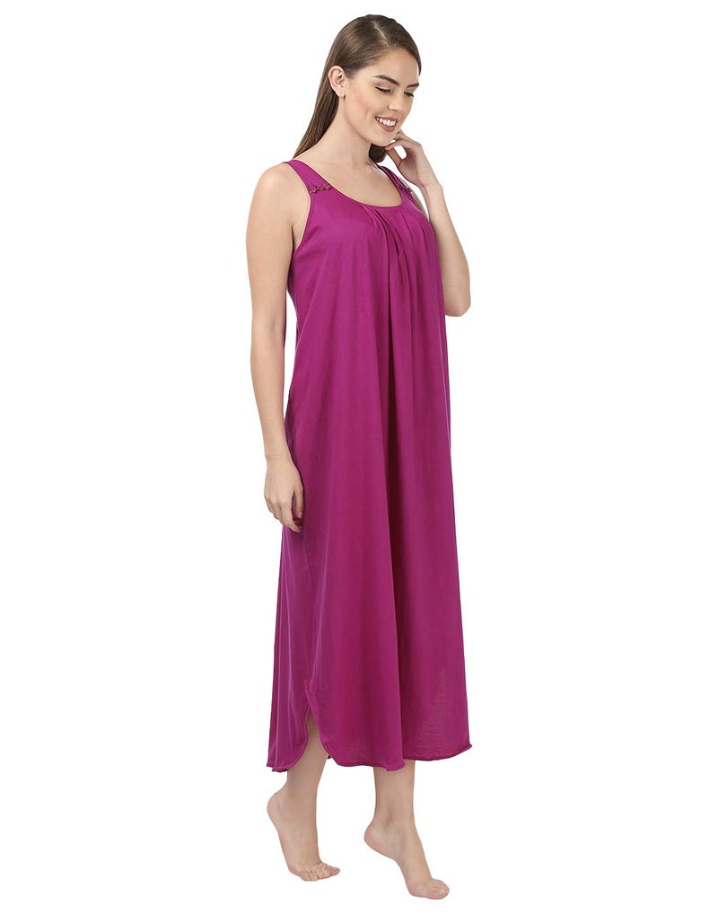 BLAZON Women Cotton Midi Nighty Slip (Vivid Violet_ XL) - Image 2