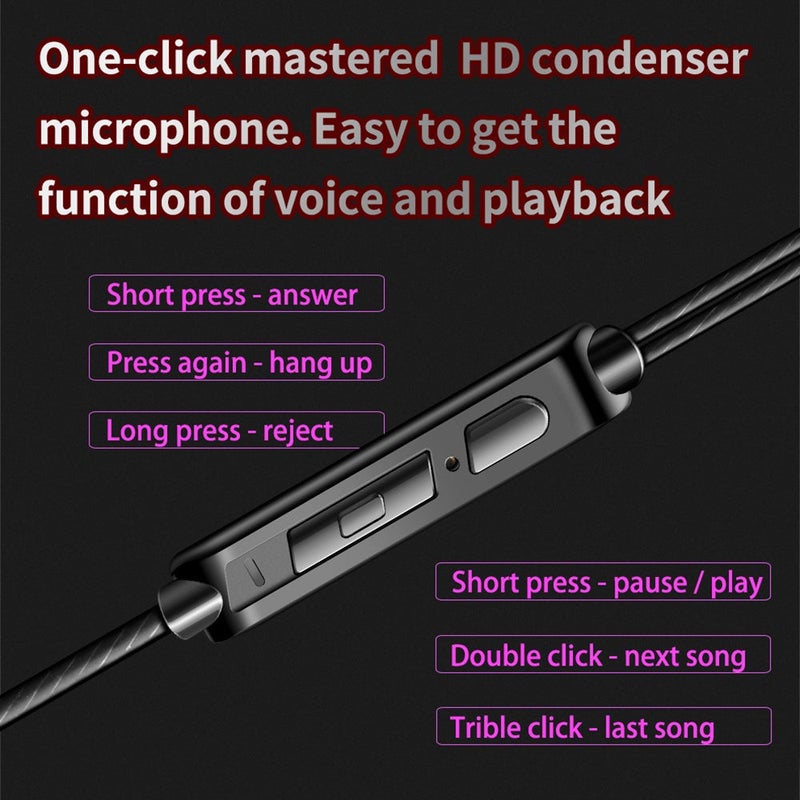 AK6 Universal HiFi Sport Headphones In-Ear With Microphone Black - Image 4