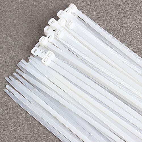 Saisn 50pcs Zip Ties Adjustable Ultra Strong Plastic Cable Ties Nylon Self-Locking Wraps Ties Heavy Duty Clear Durable Zip Straps (18 Inch, White) - Image 1