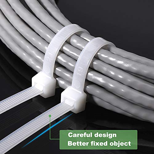 Saisn 50pcs Zip Ties Adjustable Ultra Strong Plastic Cable Ties Nylon Self-Locking Wraps Ties Heavy Duty Clear Durable Zip Straps (18 Inch, White) - Image 5