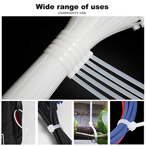 Saisn 50pcs Zip Ties Adjustable Ultra Strong Plastic Cable Ties Nylon Self-Locking Wraps Ties Heavy Duty Clear Durable Zip Straps (18 Inch, White) - Image 2