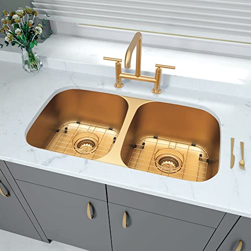 LQS Kitchen Sink Drain Assembly, Sink Drain Basket Strainer 304 Stainless Steel with Removable Sink Strainer Basket and Stopper 3-1/2-inches Gold - Image 4