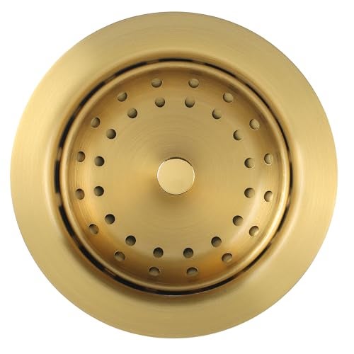 LQS Kitchen Sink Drain Assembly, Sink Drain Basket Strainer 304 Stainless Steel with Removable Sink Strainer Basket and Stopper 3-1/2-inches Gold - Image 2