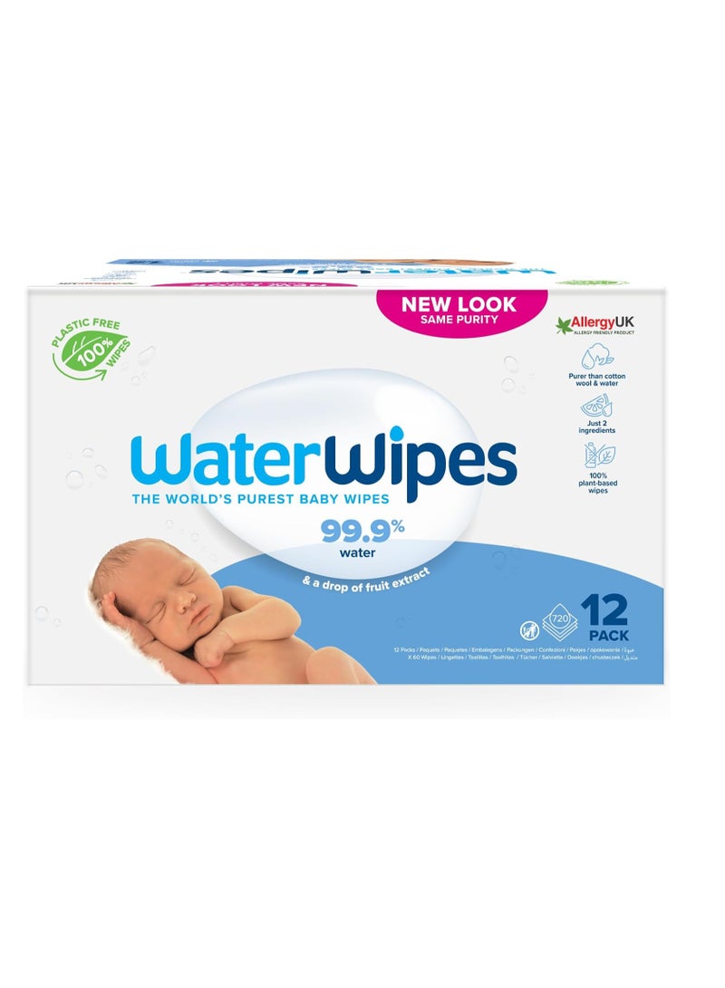 WaterWipes Original Plastic Free Baby Wipes, 720 wet wipes (12 packs)