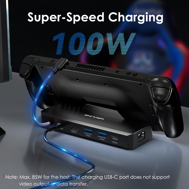 WAVLINK Steam Deck Dock, WAVLINK 6-in-1 Docking Station for Steam Deck/ROG Ally with 4K@144Hz HDMI 2.1, 100W PD in, 3X 10G USB 3.2, Gigabit RJ45 - Image 4