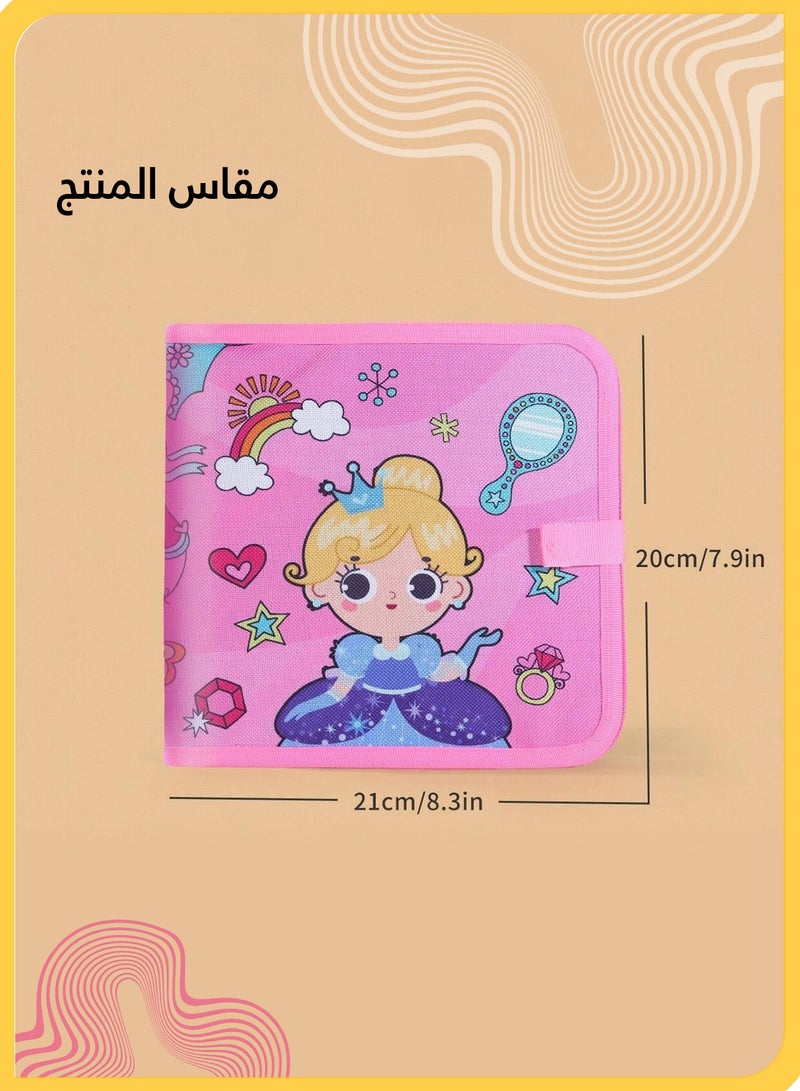 شي آند ليتل كتاب رسم قابل للمسح للأطفال، لوح رسم وتلوين بـ٨ صفحات قابلة لإعادة الاستخدام مع ١٢ قلم ألوان مائية و٢ قطعة قماش تنظيف، دفتر رسم سحري محمول للأنشطة أثناء السفر وتعليم ما قبل المدرسة - Image 5