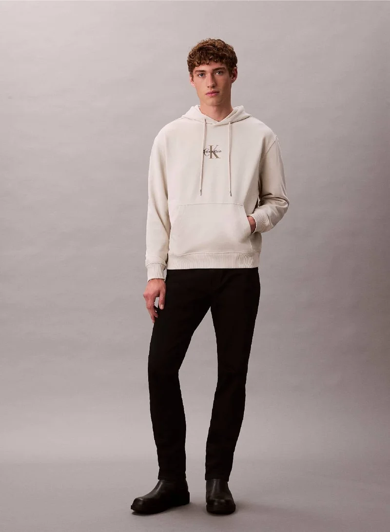 Calvin Klein Jeans Chalk Relaxed Monogram Hoodie for Men | Best Price UAE