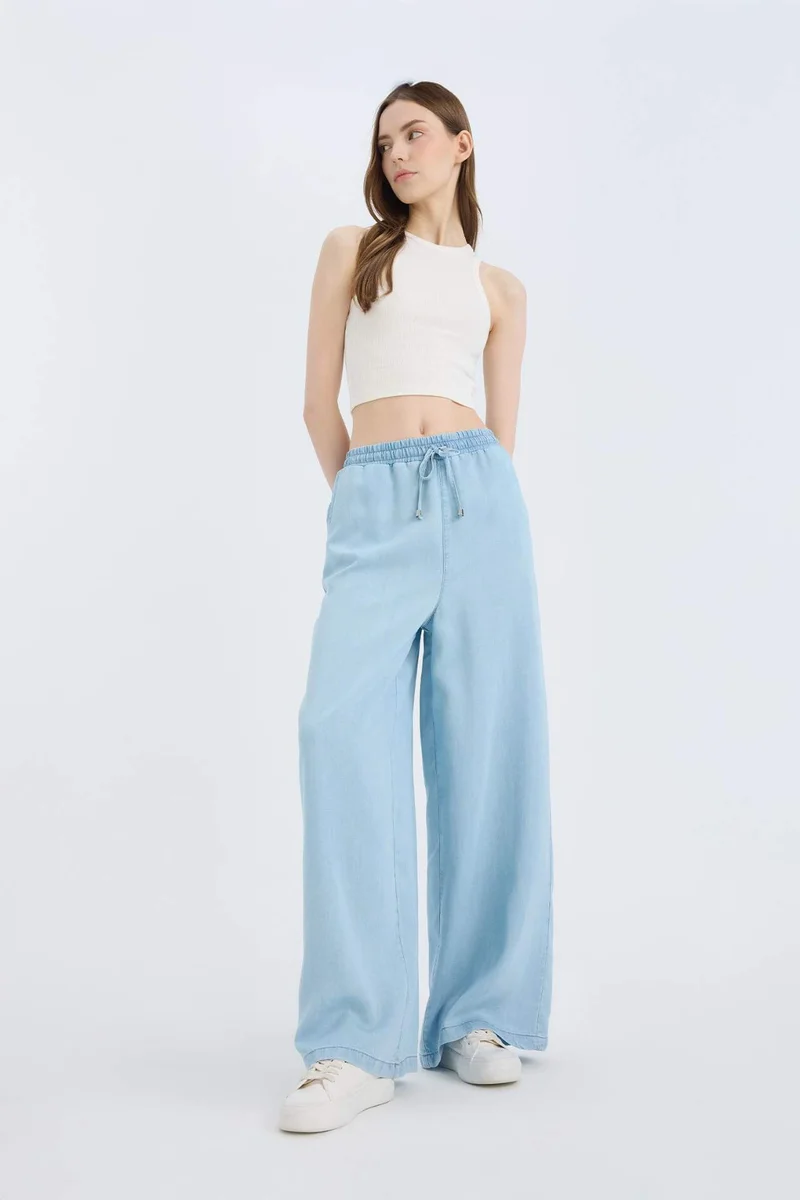 ديفاكتو Wide Leg High Waist Straight Leg Soft Washed Jeans