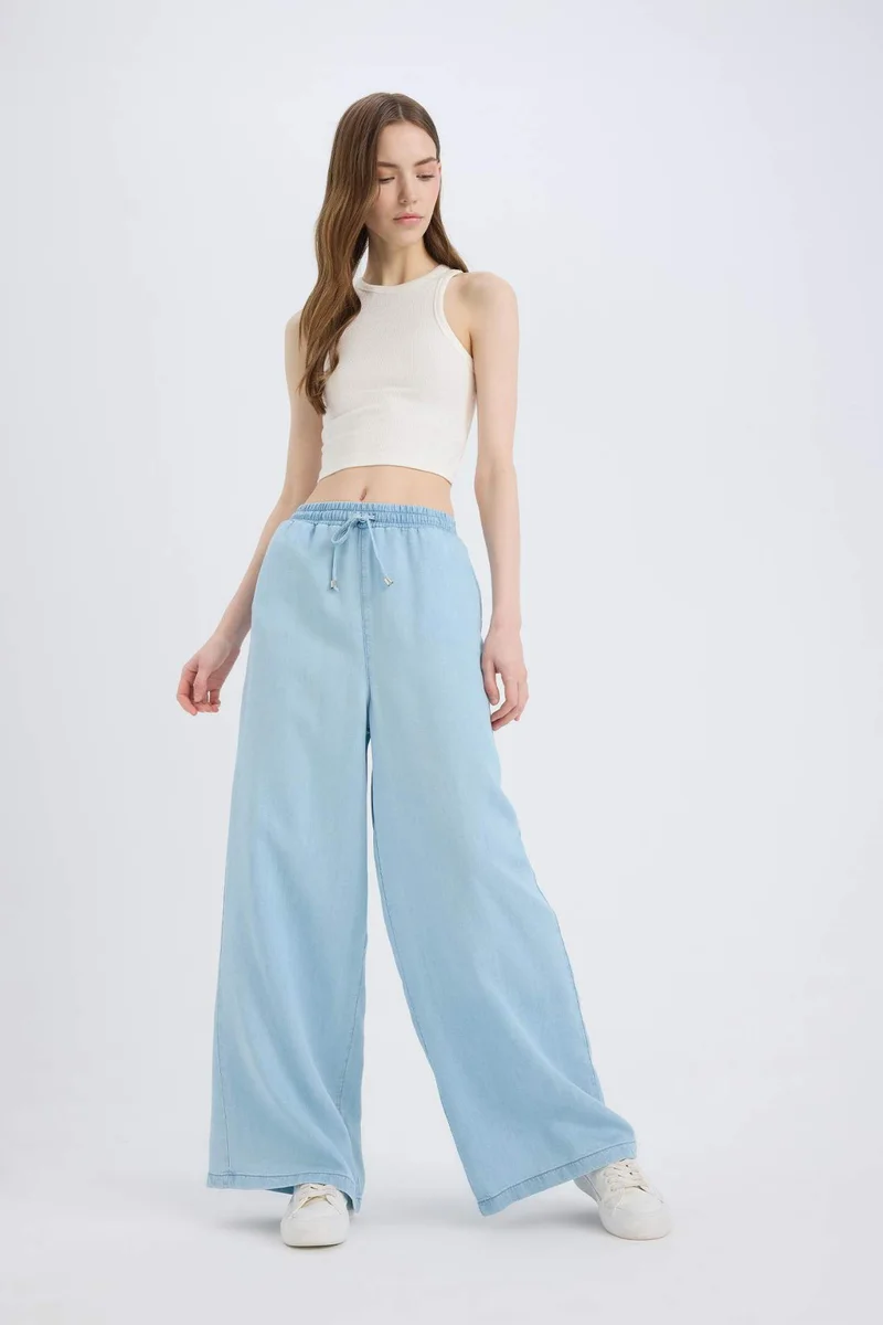 ديفاكتو Wide Leg High Waist Straight Leg Soft Washed Jeans