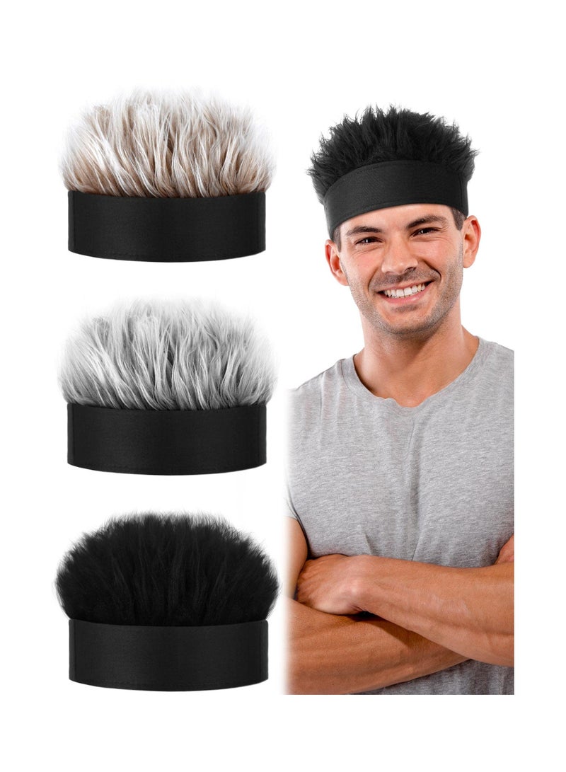 3 Pcs Men's Novelty Spiked Hair Hats, Adjustable Wig Visor Caps, Funny Golf Visors, Unique Wig Baseball Hats for Men and Women, Perfect Gift for Golfers and Fun Lovers.  - Image 1