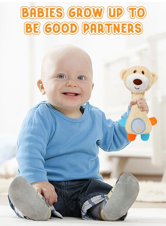 Baby Soft Rattle Toys for Newborns, Plush Rattle Stuffed Animals Hand Grip Rattle Set Molar Teether Rings Early Educational Toy  - Image 4