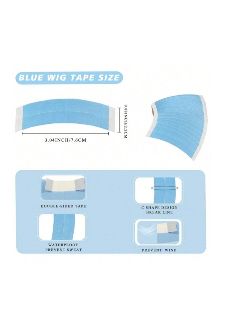فانسكي شرائط شريط شعر مستعار-36 قطعة ، شريط لاصق قوي مقاوم للماء على الوجهين شريط باروكات دانتيل (لون أزرق (1/4)) - Image 2