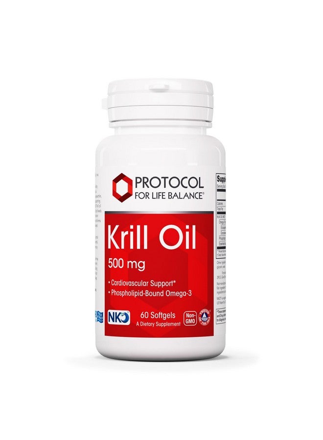 Protocol For Life Balance Protocol Krill Oil 500mg - Krill Oil Supplement - DHA & EPA - with Astaxanthin - Supports Heart, Brain, Joints* - Non-GMO & Halal - 60 Softgels  - Image 1