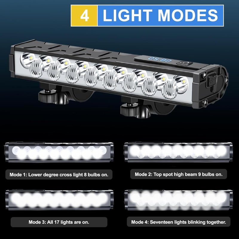 Minsk 17 LED 4800 Lumen USB Rechargeable Bike Light with Digital Power Display - Image 3