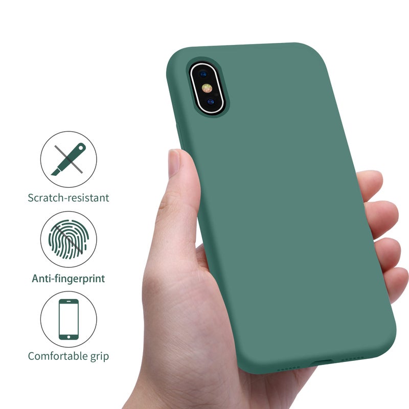 OTOFLY Compatible with iPhone X Case,Ultra Slim Fit iPhone Xs Case Liquid Silicone iPhone 10 Case with Full Body Protection Anti-Scratch Shockproof Bumper, 5.8 inch, (Pine Green) - Image 4