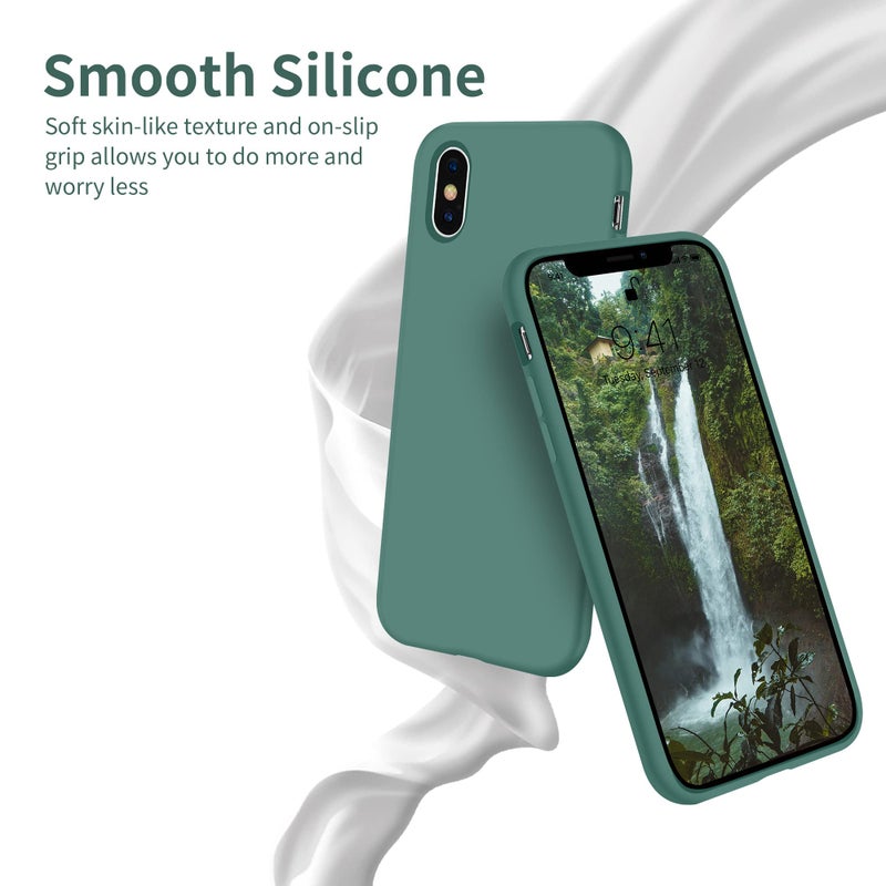 OTOFLY Compatible with iPhone X Case,Ultra Slim Fit iPhone Xs Case Liquid Silicone iPhone 10 Case with Full Body Protection Anti-Scratch Shockproof Bumper, 5.8 inch, (Pine Green) - Image 3