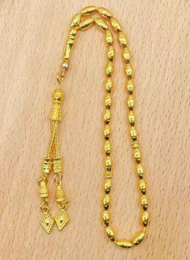 Fianser Tasbih 33 Prayer Beads 4*7 mm Golden Tasbeeh Zikr Muslim Islamic Arabic Tassels Luxury Exquisite - Image 2
