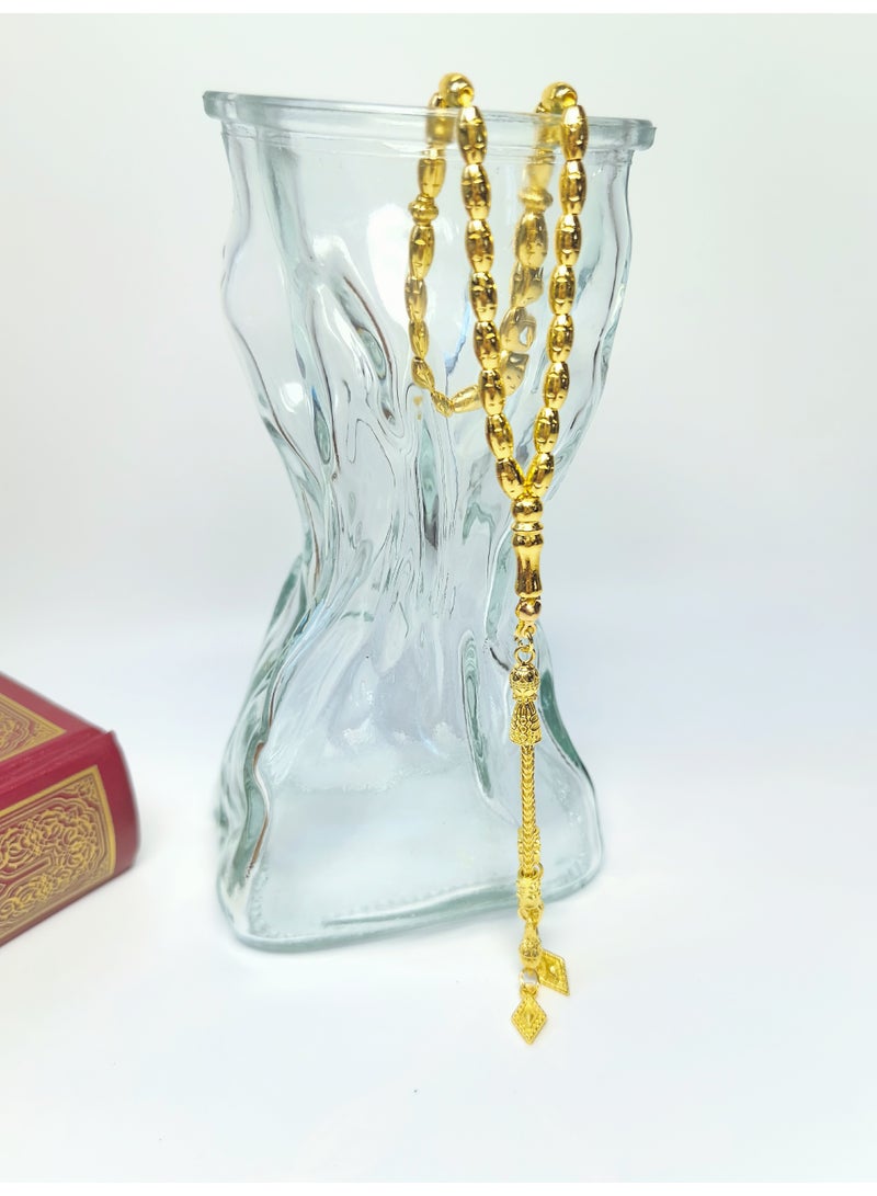 Fianser Tasbih 33 Prayer Beads 4*7 mm Golden Tasbeeh Zikr Muslim Islamic Arabic Tassels Luxury Exquisite - Image 3