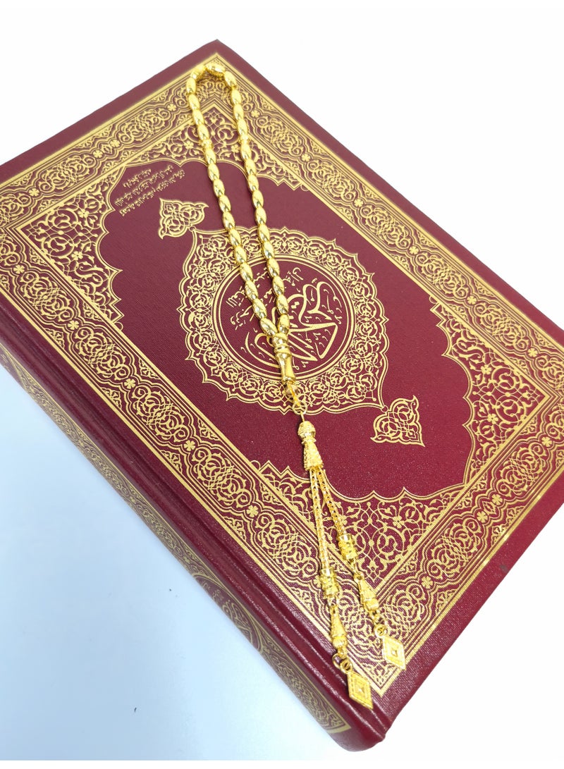 Fianser Tasbih 33 Prayer Beads 4*7 mm Golden Tasbeeh Zikr Muslim Islamic Arabic Tassels Luxury Exquisite - Image 4