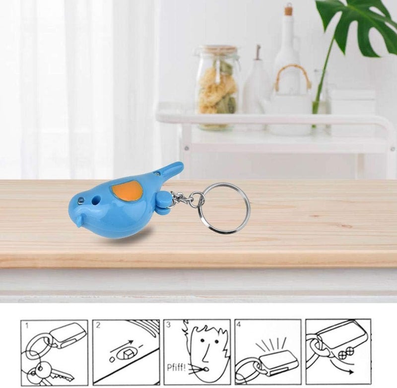 klarako Whistle Key Finder Voice Control Bird Shape Keychain Mini Key Anti-Lost Tracer Finder with LED Light Suitable for Key Wallet Cellphone(Blue) - Image 5