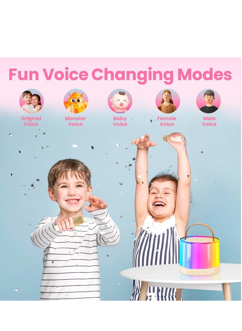 Mini Kids Karaoke Machine, Unique Gifts for Girls Boys with Colorful Lamp, Karaoke Toys for Kids with 2 Wireless Microphones, Toys for Girls Age 4, 5, 6, 7, 8, 9, 10, 12 + Year Old Birthday Party - Image 4