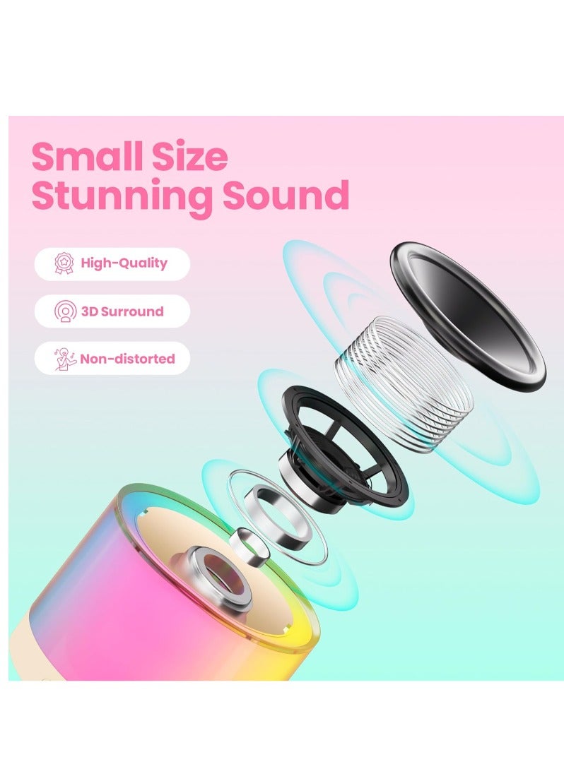 Mini Kids Karaoke Machine, Unique Gifts for Girls Boys with Colorful Lamp, Karaoke Toys for Kids with 2 Wireless Microphones, Toys for Girls Age 4, 5, 6, 7, 8, 9, 10, 12 + Year Old Birthday Party - Image 3