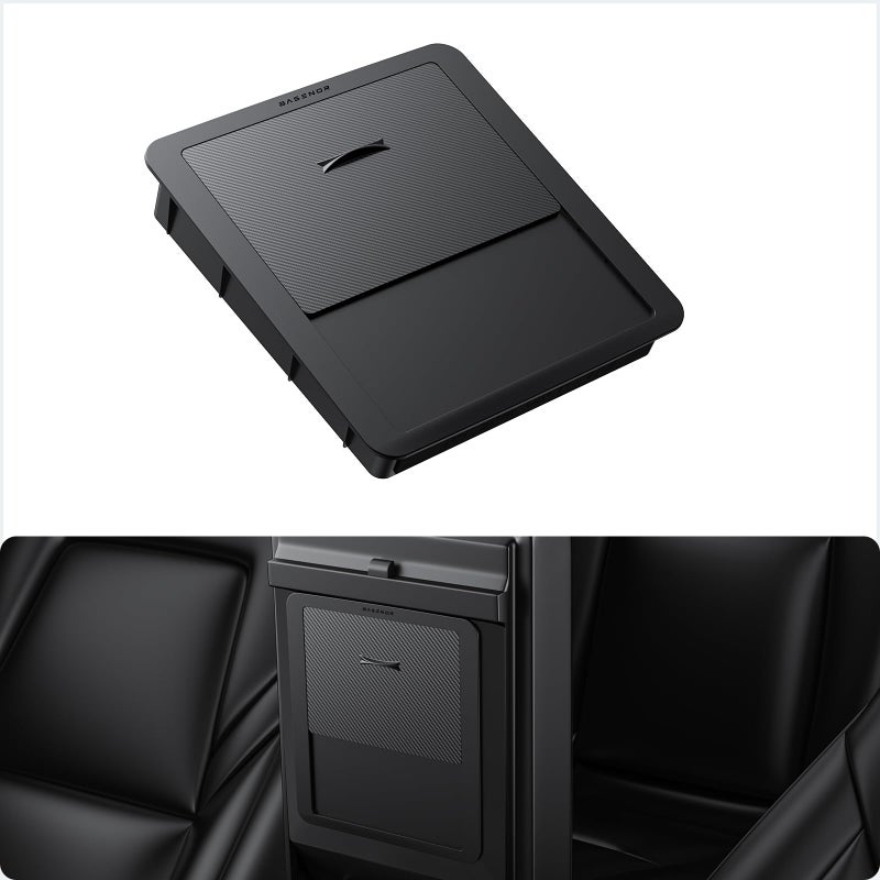 BASENOR Upgraded Tesla Model Y Model 3 Armrest Hidden Storage Box [Carbon Edition] [Powerful Magnetic] Center Console Secret Compartment Accessories 2017-2024 (Proprietary Design) - Image 1