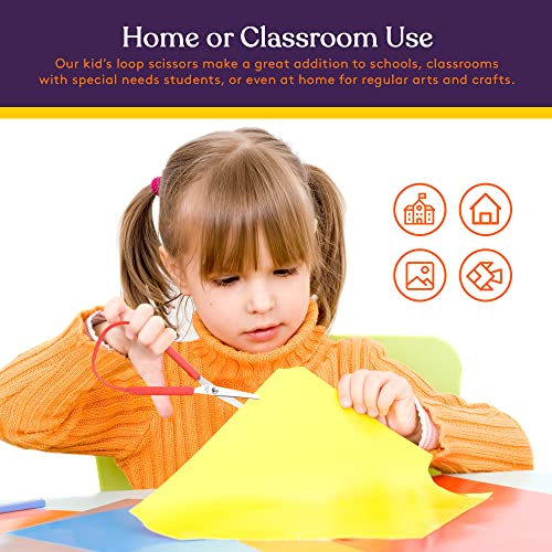 Special Supplies Mini Loop Scissors for Children and Teens and 5.5" Inches (6-Pack) Colorful Looped, Adaptive Design, Right and Lefty Support, Small, Easy-Open Squeeze Handles, For Special Needs - Image 5